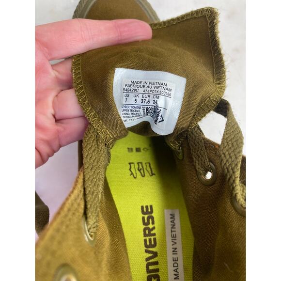 Converse Sneakers Womens 7 Chuck Taylor CT Army Green Lift Platform Hi Casual - Picture 8 of 12